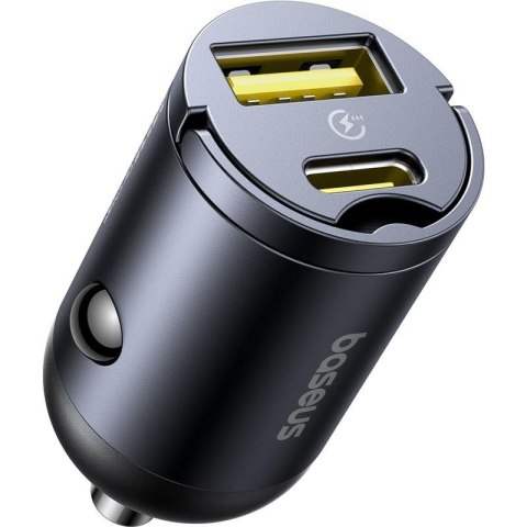 Baseus ładowarka samochodowa USB-C - USB-A 30W czarna Mini Tiny Star