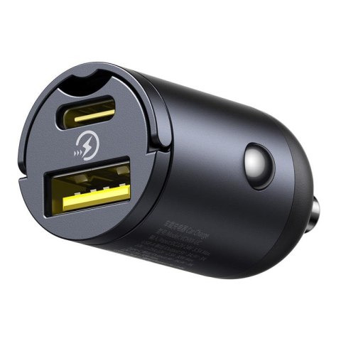 Baseus ładowarka samochodowa USB-C - USB-A 30W czarna Mini Tiny Star
