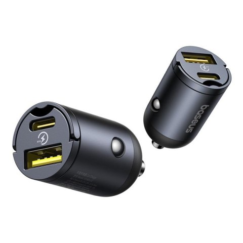 Baseus ładowarka samochodowa USB-C - USB-A 30W czarna Mini Tiny Star