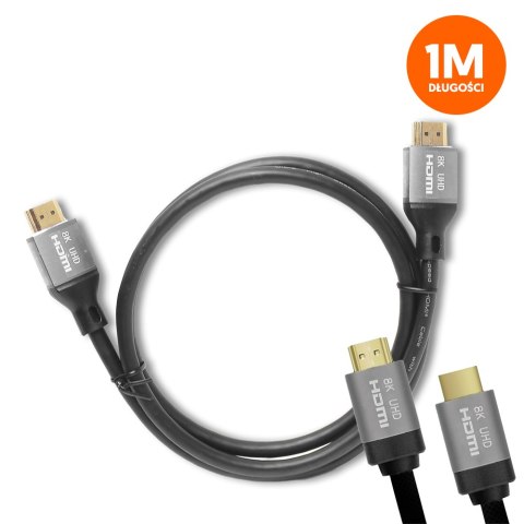 Kabel HDMI-HDMI (v2.1 | 8K | 1 m) czarny Kabel HDMI-HDMI (v2.1 | 8K | 1 m) czarny