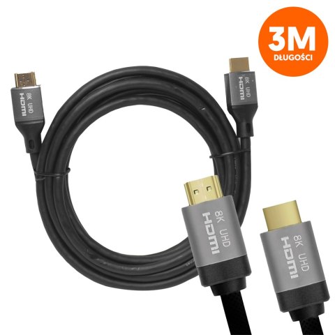 Kabel HDMI-HDMI (v2.1 | 8K | 3 m) czarny Kabel HDMI-HDMI (v2.1 | 8K | 3 m) czarny