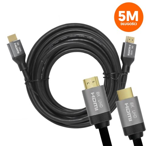 Kabel HDMI-HDMI (v2.1 | 8K | 5 m) czarny Kabel HDMI-HDMI (v2.1 | 8K | 5 m) czarny