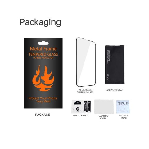 Szkło hartowane z metalową ramką do Xiaomi Redmi 14C czarna ramka Szkło hartowane z metalową ramką do Xiaomi Redmi 14C czarna ramka