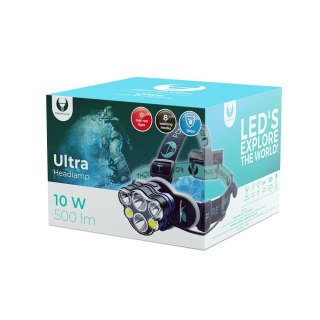 Latarka czołowa LED Ultra T6 2x 10W + XP-E 2x 3W 500lm 2x 18650 1800mAh Li-Ion Forever Light