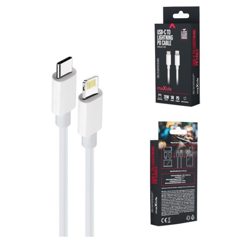 Maxlife kabel MXUC-05 USB-C - Lightning 1,0 m 20W biały