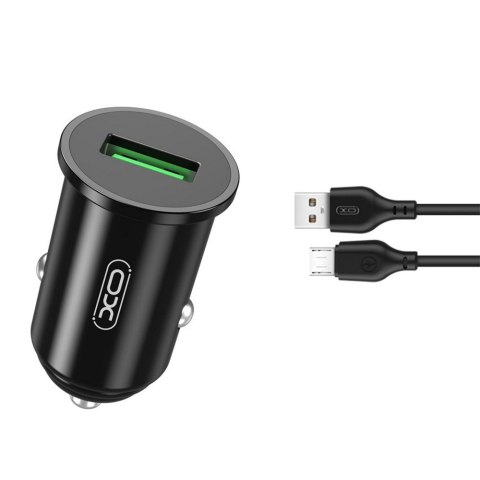 XO ładowarka samochodowa TZ12 QC 3.0 18W 1x USB czarna + kabel microUSB XO ładowarka samochodowa TZ12 QC 3.0 18W 1x USB czarna + kabel microUSB