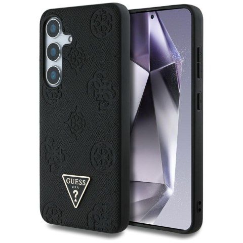 Guess nakładka HC MagSafe Grained PU Hot Stamp Peony Triangle Logo do Samsung Galaxy S25 czarna