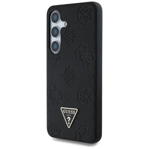 Guess nakładka HC MagSafe Grained PU Hot Stamp Peony Triangle Logo do Samsung Galaxy S25 czarna