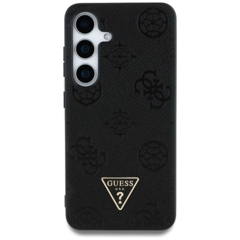 Guess nakładka HC MagSafe Grained PU Hot Stamp Peony Triangle Logo do Samsung Galaxy S25 czarna