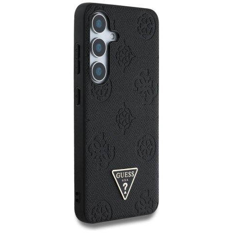 Guess nakładka HC MagSafe Grained PU Hot Stamp Peony Triangle Logo do Samsung Galaxy S25 czarna
