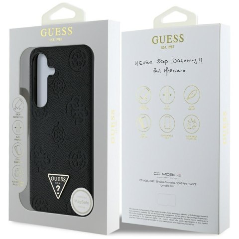Guess nakładka HC MagSafe Grained PU Hot Stamp Peony Triangle Logo do Samsung Galaxy S25 czarna