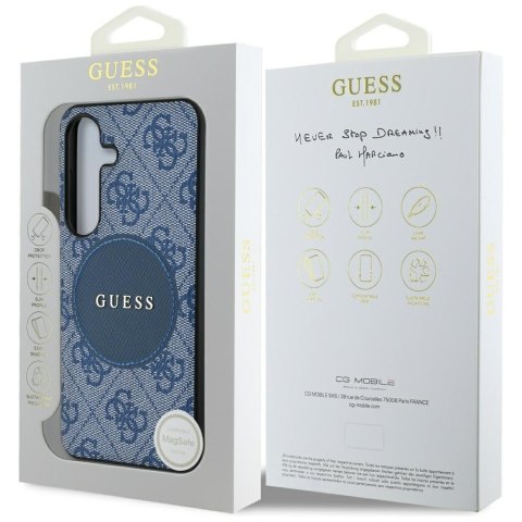 Guess nakładka HC MagSafe PU 4G Circle Classic Logo do Samsung Galaxy S25 niebieska