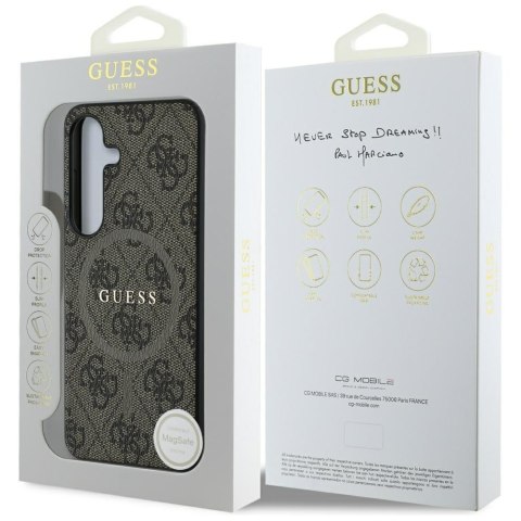 Guess nakładka HC Magnetic PU 4G Ring Classic Logo do Samsung Galaxy S25 Plus brązowa