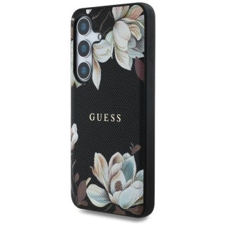 Guess nakładka HC Magnetic PU Grained Flowers Classic Logo do Samsung Galaxy S25 czarna