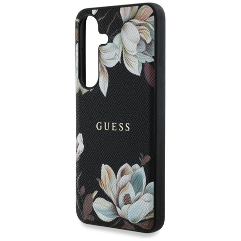 Guess nakładka HC Magnetic PU Grained Flowers Classic Logo do Samsung Galaxy S25 czarna
