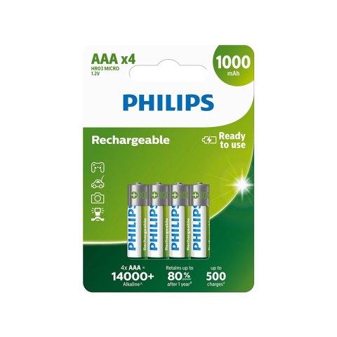 PHILIPS Bateria akumulatorowa AAA NiMH 1000mAh 4szt. PHILIPS Bateria akumulatorowa AAA NiMH 1000mAh 4szt.