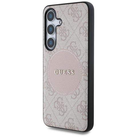 Guess nakładka HC MagSafe PU 4G Circle Classic Logo do Samsung Galaxy S25 Plus różowa