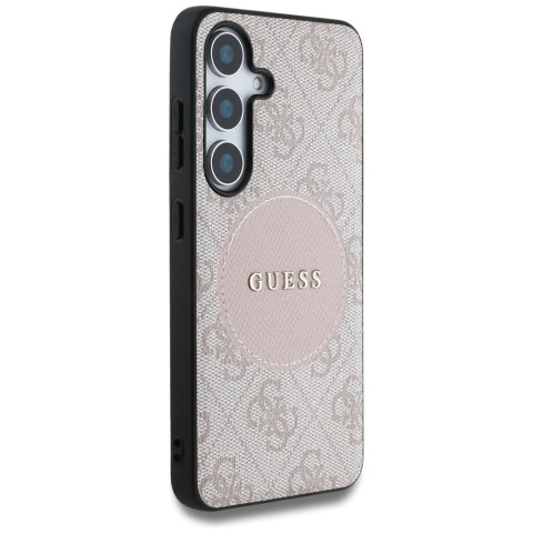 Guess nakładka HC MagSafe PU 4G Circle Classic Logo do Samsung Galaxy S25 Plus różowa