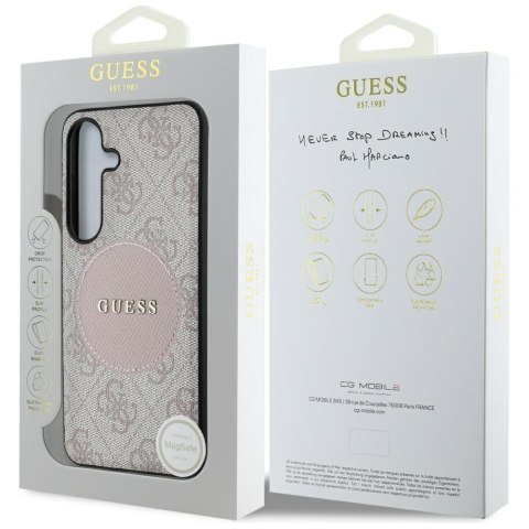 Guess nakładka HC MagSafe PU 4G Circle Classic Logo do Samsung Galaxy S25 Plus różowa