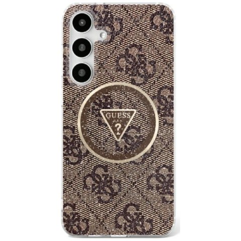 Guess nakładka HC Magnetic IML Metal Glitter 4G Circle Triangle do Samsung Galaxy S25 brązowa