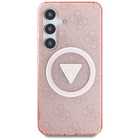 Guess nakładka HC Magnetic IML Metal Glitter 4G Circle Triangle do Samsung Galaxy S25 różowa