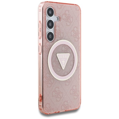 Guess nakładka HC Magnetic IML Metal Glitter 4G Circle Triangle do Samsung Galaxy S25 różowa