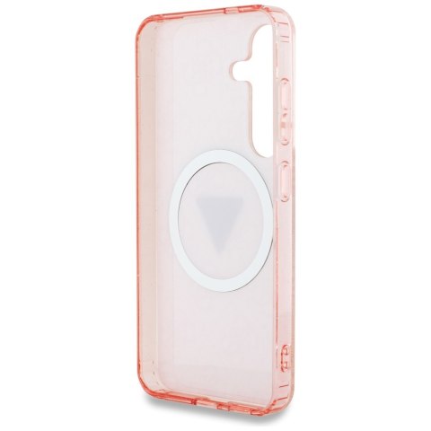 Guess nakładka HC Magnetic IML Metal Glitter 4G Circle Triangle do Samsung Galaxy S25 różowa