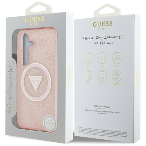 Guess nakładka HC Magnetic IML Metal Glitter 4G Circle Triangle do Samsung Galaxy S25 różowa