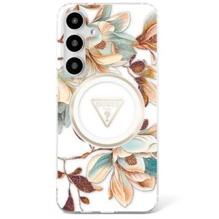 Guess nakładka HC Magnetic IML Metal Glitter Flowers Triangle do Samsung Galaxy S25 biała