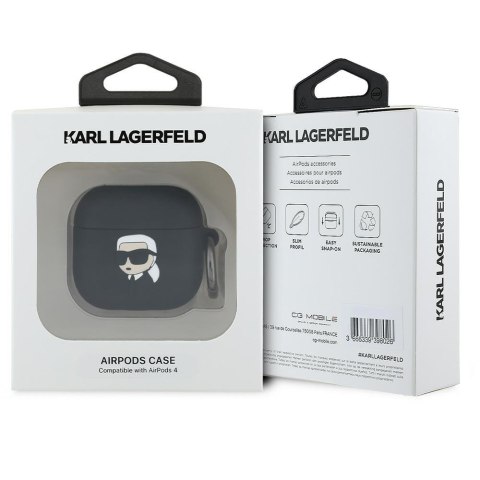 Karl Lagerfeld nakładka do AirPods 4 Silicone Karl Head 3D Czarna
