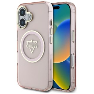Guess nakładka Hardcase MagSafe IML Metal Mountain Logo do iPhone 16 6,1" Różowa