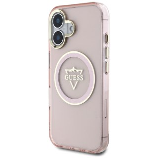 Guess nakładka Hardcase MagSafe IML Metal Mountain Logo do iPhone 16 6,1" Różowa