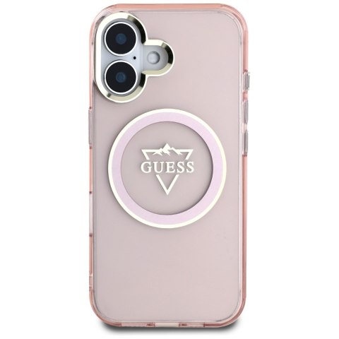 Guess nakładka Hardcase MagSafe IML Metal Mountain Logo do iPhone 16 6,1" Różowa