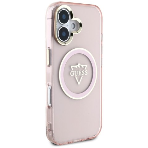Guess nakładka Hardcase MagSafe IML Metal Mountain Logo do iPhone 16 6,1" Różowa