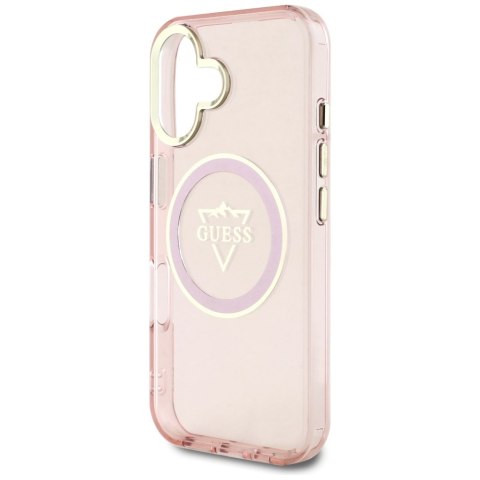 Guess nakładka Hardcase MagSafe IML Metal Mountain Logo do iPhone 16 6,1" Różowa