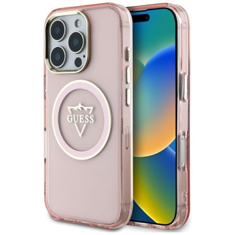 Guess nakładka Hardcase MagSafe IML Metal Mountain Logo do iPhone 16 Pro 6,3" Różowa Guess nakładka Hardcase MagSafe IML Metal Mountain Logo do iPhone 16 Pro 6,3" Różowa