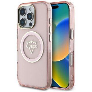 Guess nakładka Hardcase MagSafe IML Metal Mountain Logo do iPhone 16 Pro Max 6,9" Różowa