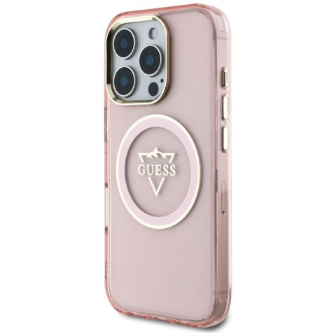 Guess nakładka Hardcase MagSafe IML Metal Mountain Logo do iPhone 16 Pro Max 6,9" Różowa