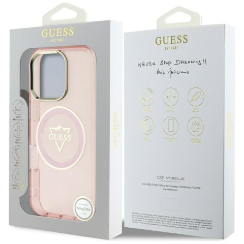 Guess nakładka Hardcase MagSafe IML Metal Mountain Logo do iPhone 16 Pro Max 6,9" Różowa