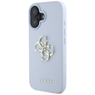Guess nakładka Hardcase PU Grained Big 4G and Classic Logo do iPhone 16 6,1" Niebieska