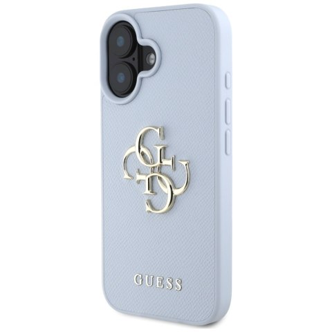 Guess nakładka Hardcase PU Grained Big 4G and Classic Logo do iPhone 16 6,1" Niebieska