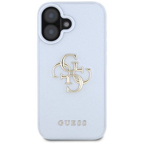 Guess nakładka Hardcase PU Grained Big 4G and Classic Logo do iPhone 16 6,1" Niebieska