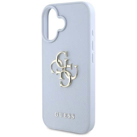 Guess nakładka Hardcase PU Grained Big 4G and Classic Logo do iPhone 16 6,1" Niebieska