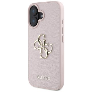 Guess nakładka Hardcase PU Grained Big 4G and Classic Logo do iPhone 16 6,1" Różowa