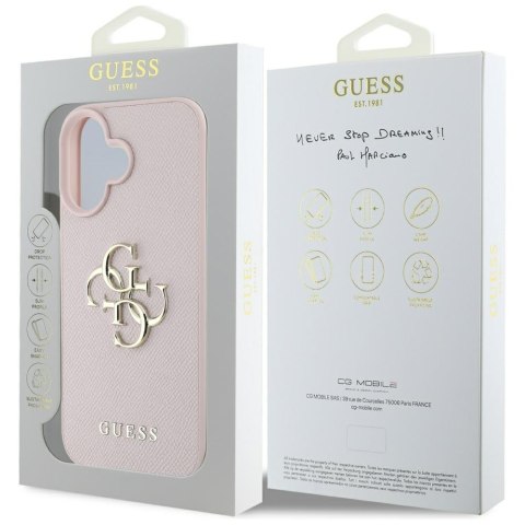 Guess nakładka Hardcase PU Grained Big 4G and Classic Logo do iPhone 16 6,1" Różowa Guess nakładka Hardcase PU Grained Big 4G and Classic Logo do iPhone 16 6,1" Różowa