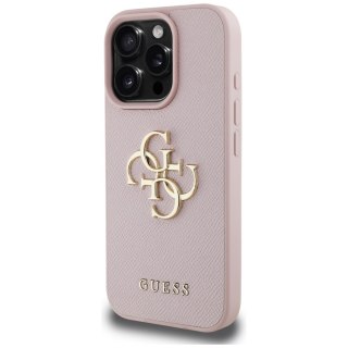 Guess nakładka Hardcase PU Grained Big 4G and Classic Logo do iPhone 16 Pro 6,3" Różowa