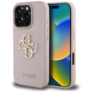Guess nakładka Hardcase PU Grained Big 4G and Classic Logo do iPhone 16 Pro Max 6,9" Różowa