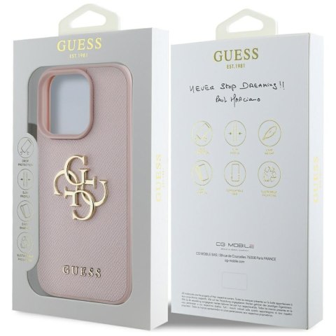 Guess nakładka Hardcase PU Grained Big 4G and Classic Logo do iPhone 16 Pro Max 6,9" Różowa Guess nakładka Hardcase PU Grained Big 4G and Classic Logo do iPhone 16 Pro Max 6,9" Różowa