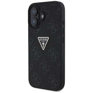 Guess nakładka Hardcase PU Grained Hot Stamp 4G Triangle Metal do iPhone 16 6,1" Czarna