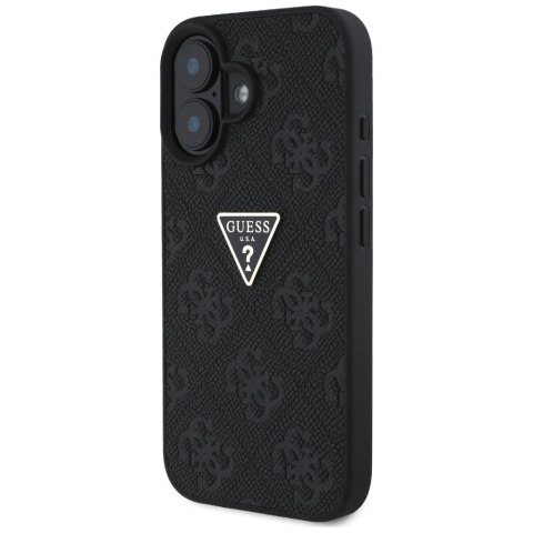 Guess nakładka Hardcase PU Grained Hot Stamp 4G Triangle Metal do iPhone 16 6,1" Czarna Guess nakładka Hardcase PU Grained Hot Stamp 4G Triangle Metal do iPhone 16 6,1" Czarna
